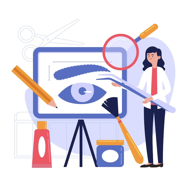 Vetor grátis ilustração de microblading desenhada à mão plana