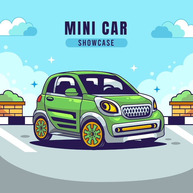 Vetor grátis ilustração de mini carro desenhada à mão