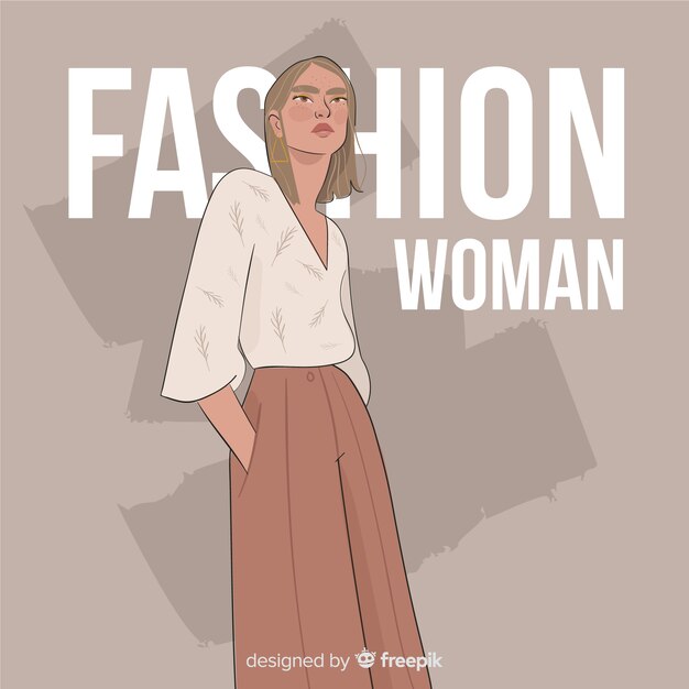 Ilustração de moda com modelo feminino