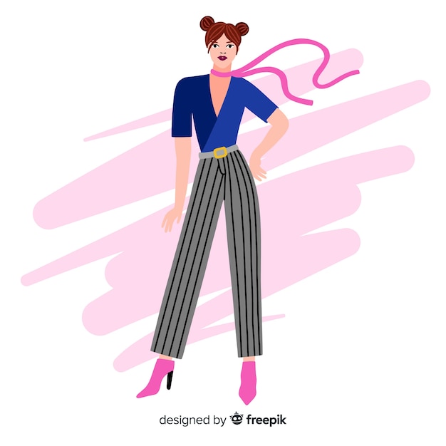 Ilustração de moda com modelo feminino