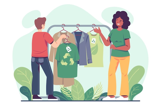 Ilustração de moda sustentável desenhada à mão