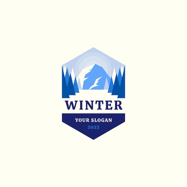 Vetor grátis ilustração de modelo de logotipo de inverno plano