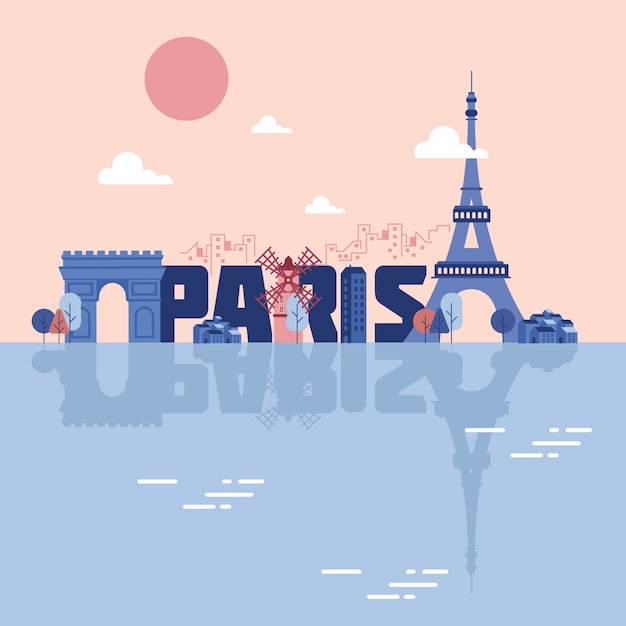 Vetor grátis ilustração de monumentos de paris