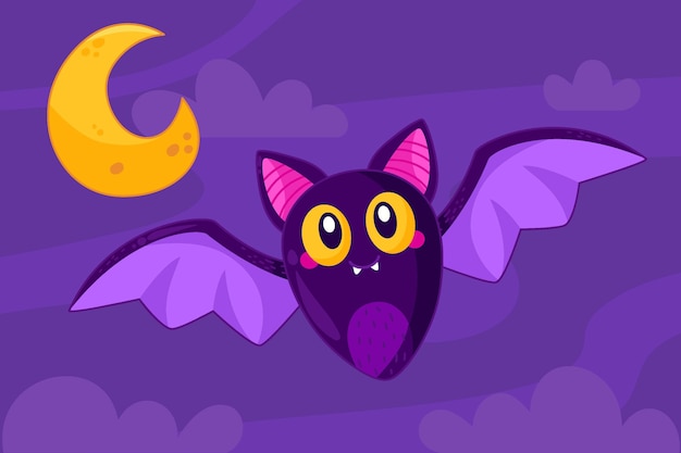 Ilustração de morcego de halloween desenhado à mão