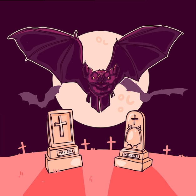 Vetor grátis ilustração de morcego de halloween desenhado à mão