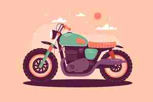 Vetor grátis ilustração de motocicleta vintage de design plano