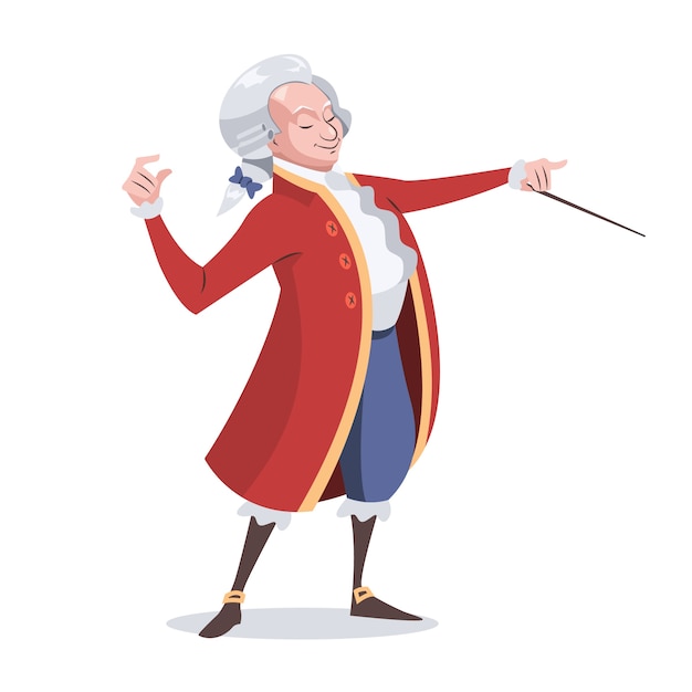 Vetor grátis ilustração de mozart desenhada à mão