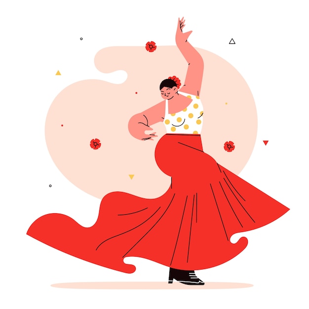 Ilustração de mulher dançarina de flamenco desenhada de mão