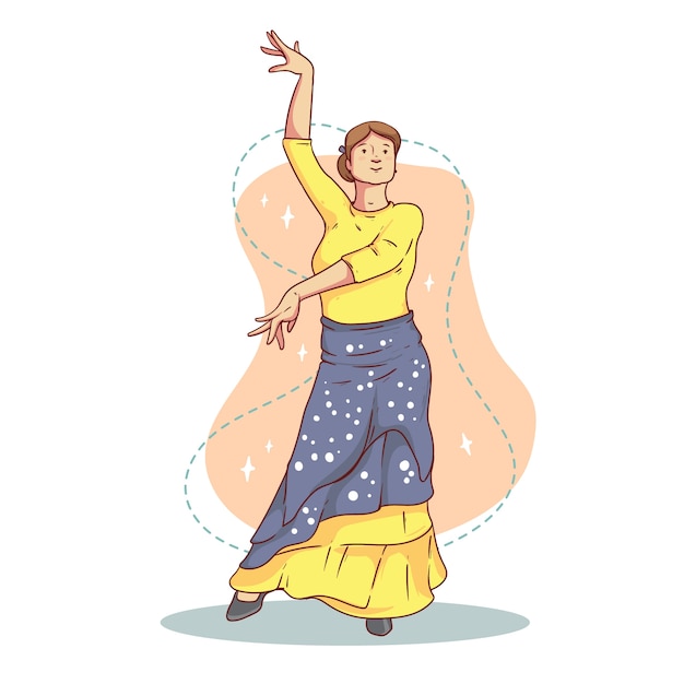 Vetor grátis ilustração de mulher de flamenco desenhada à mão