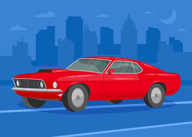 Ilustração de muscle car de design plano