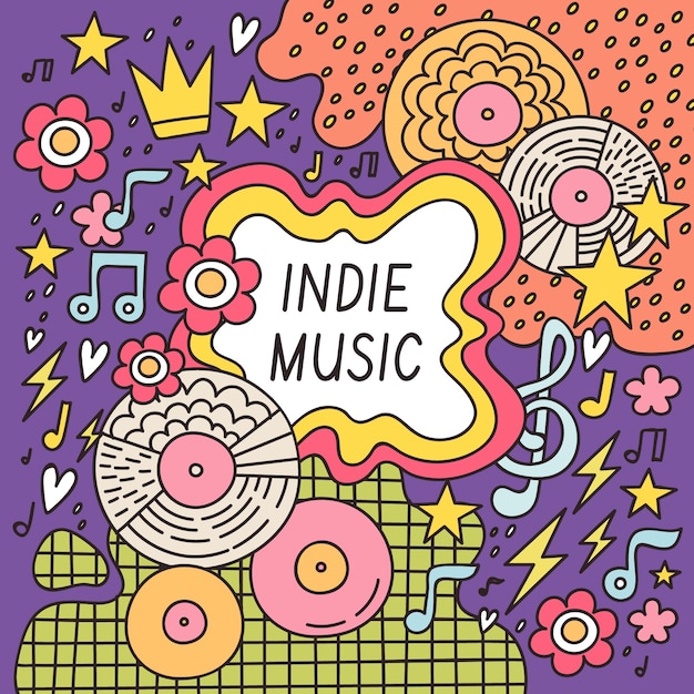 Vetor grátis ilustração de música indie desenhada à mão