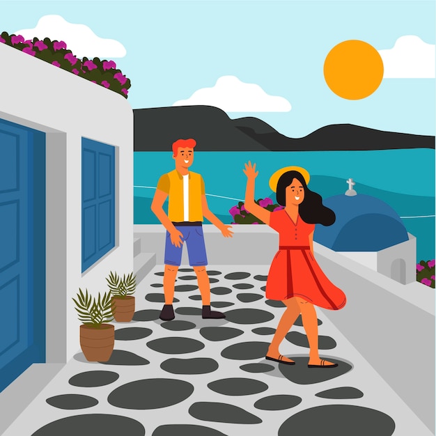 Ilustração de mykonos desenhada à mão