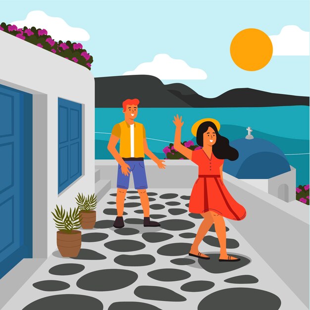 Ilustração de mykonos desenhada à mão