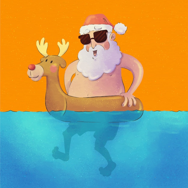 Vetor grátis ilustração de natal em aquarela de verão