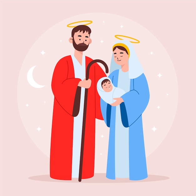 Vetor grátis ilustração de natal natividade em design plano