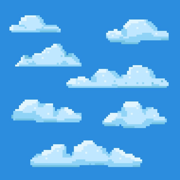 Vetor grátis ilustração de nuvem de pixel art de design plano