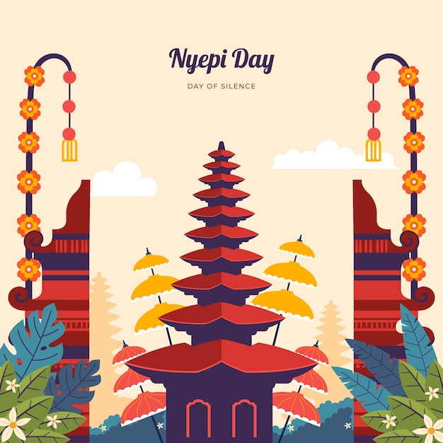 Vetor grátis ilustração de nyepi plano.