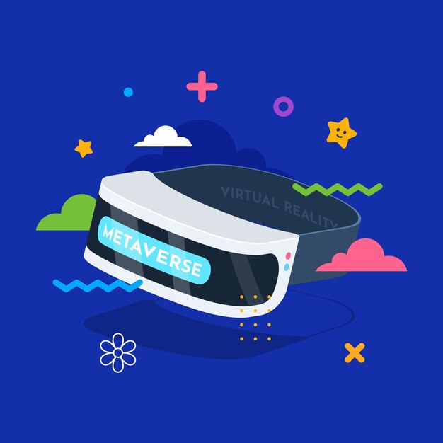 Ilustração de óculos de realidade virtual do metaverso