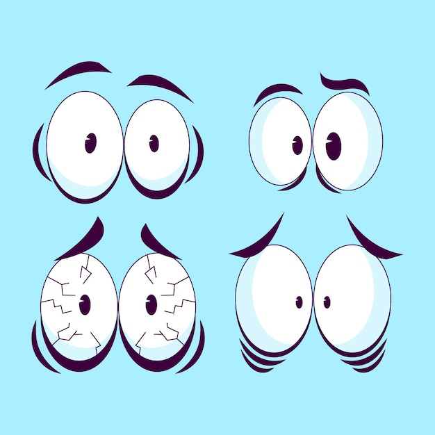 Ilustração de olhos assustados de desenhos animados desenhados à mão