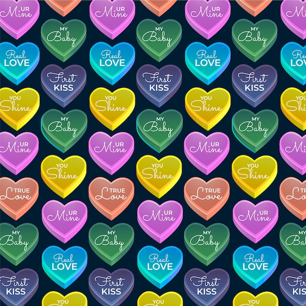 Vetor grátis ilustração de padrão de corações de conversação em gradiente