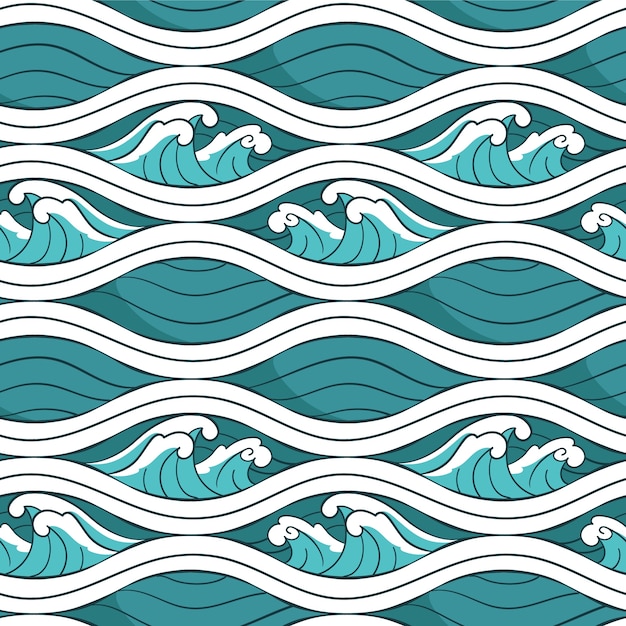 Vetor grátis ilustração de padrão de onda japonesa desenhada à mão