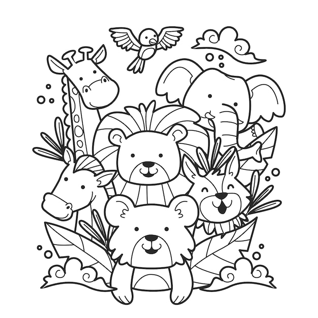Ilustração de página de colorir desenhada à mão