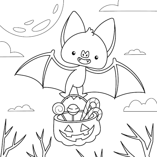 desenhos de halloween para colorir 9402903 Vetor no Vecteezy