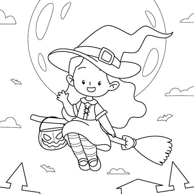 desenhos de halloween para colorir 9402886 Vetor no Vecteezy