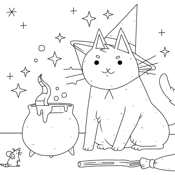 Vetor grátis ilustração de página para colorir de halloween desenhada à mão