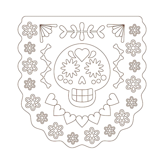 Vetor grátis ilustração de página para colorir de papel picado desenhado à mão