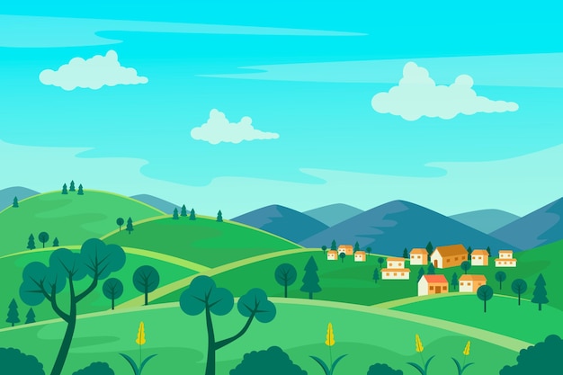 Ilustração de paisagem campestre