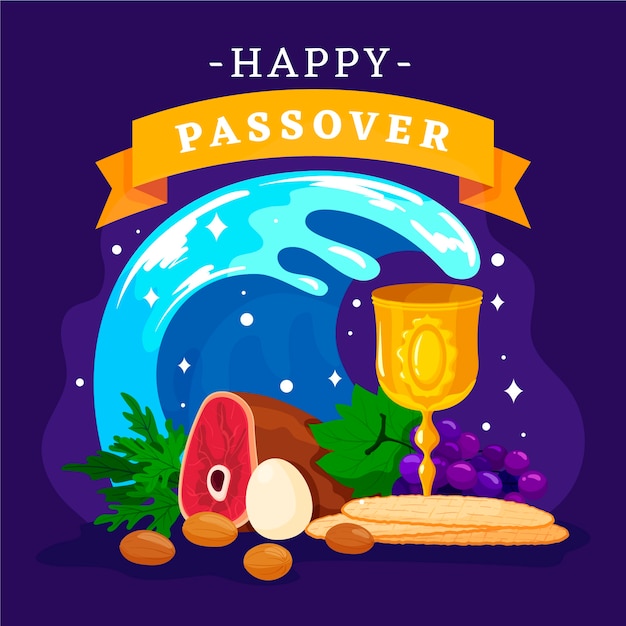 Ilustração de Páscoa com comida