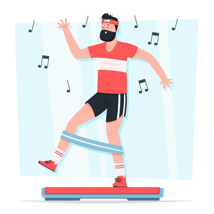 Vetor grátis ilustração de passos de fitness de dança desenhada à mão plana