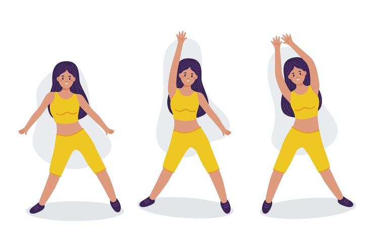 Vetor grátis ilustração de passos de fitness de dança desenhada à mão plana