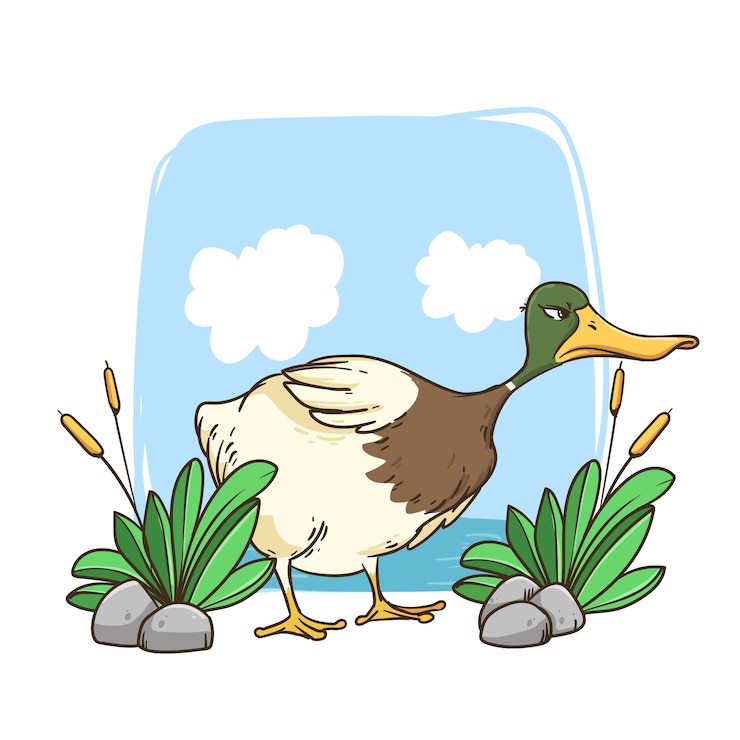 Vetor grátis ilustração de pato de desenho animado desenhada à mão