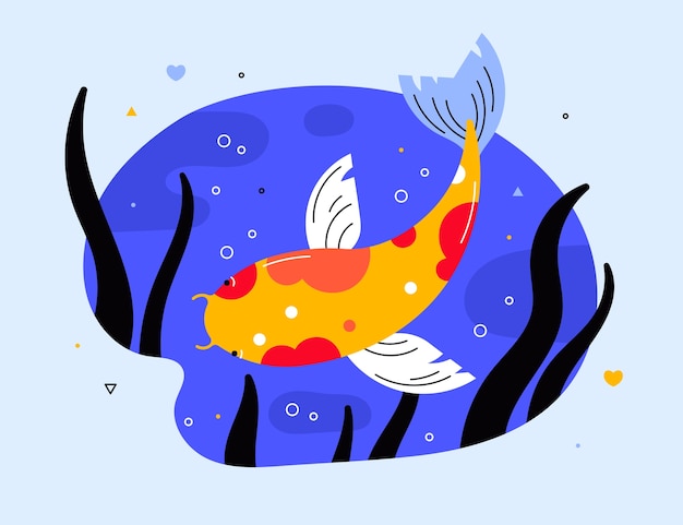 Ilustração de peixe koi desenhada à mão