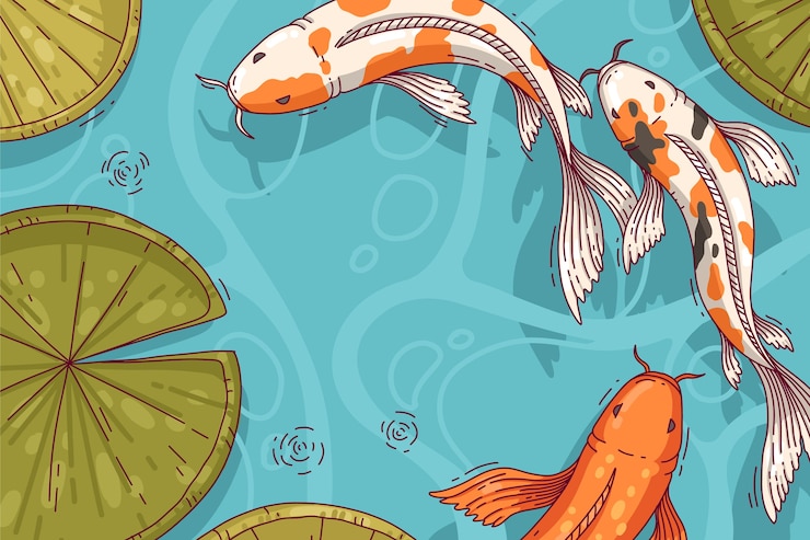 Vetor grátis ilustração de peixe koi desenhada à mão