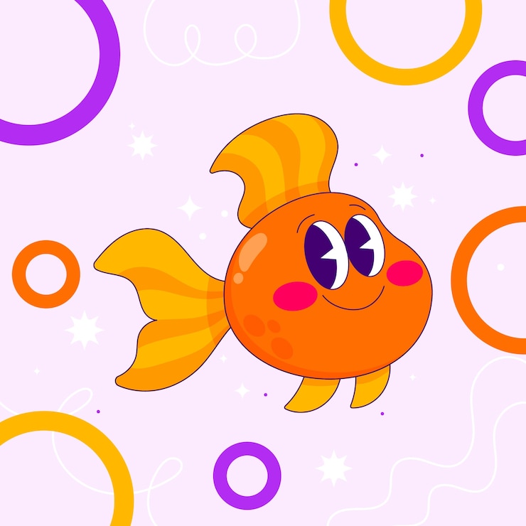 Vetor grátis ilustração de peixinho dourado de desenho animado desenhada à mão