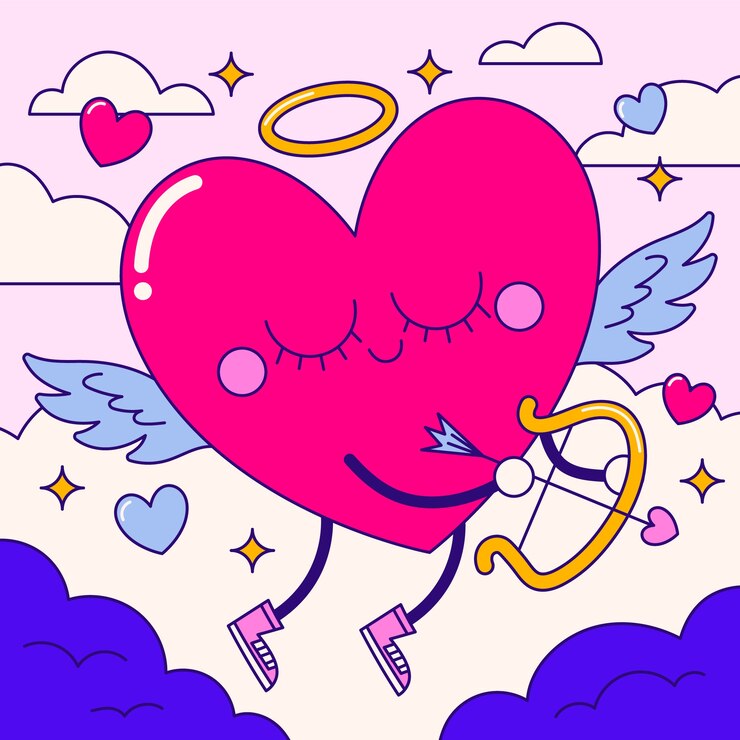 Vetor grátis ilustração de personagem de desenho animado de coração desenhada de mão