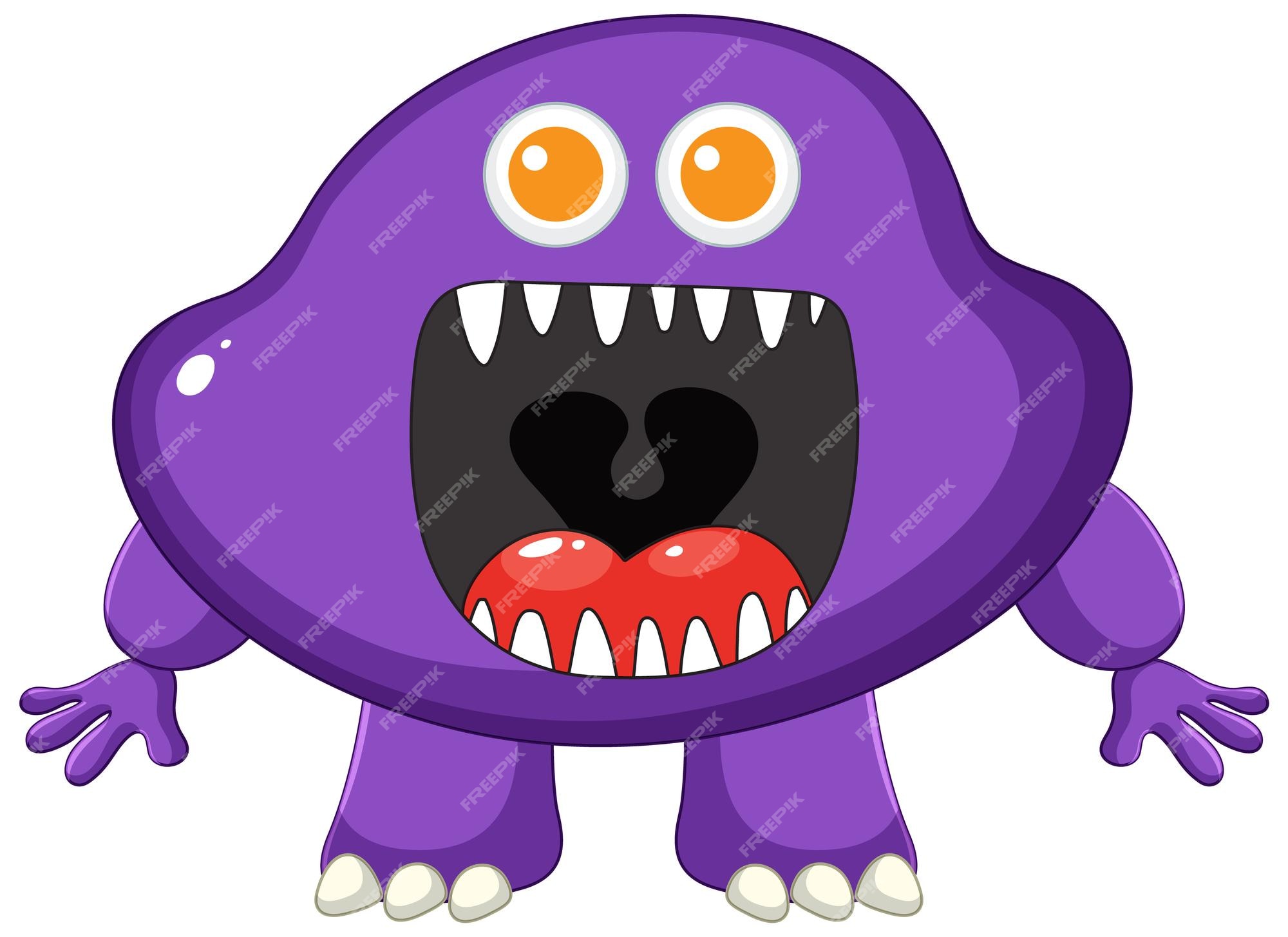 Personagem de desenho animado monstro alienígena roxo com chifre