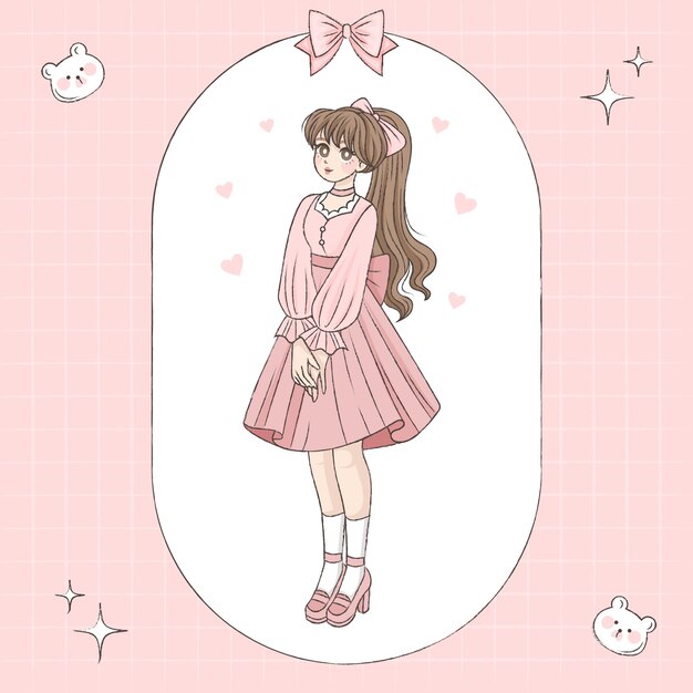 Ilustração de personagem de estilo de desenho coreano desenhado à mão