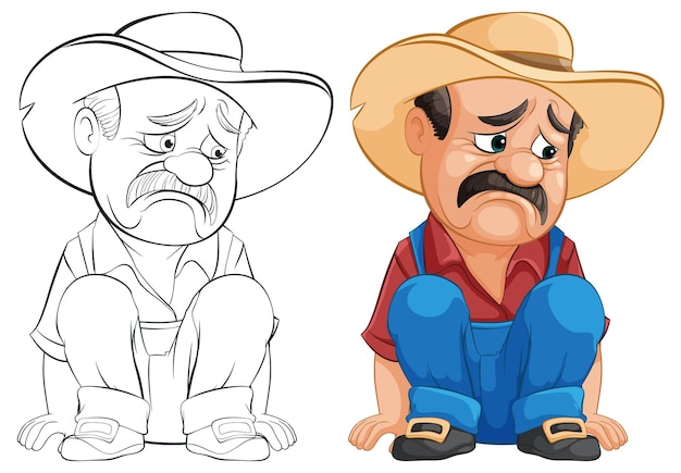 Vetor grátis ilustração de personagens de cowboys tristes