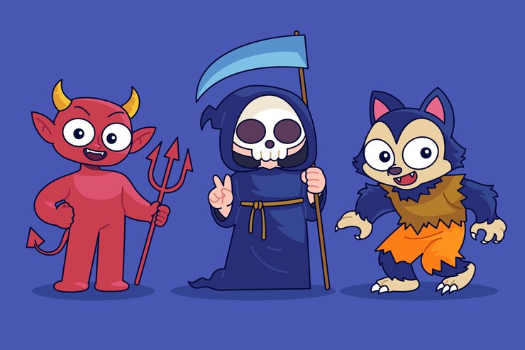Vetor grátis ilustração de personagens desenhados à mão para a temporada de halloween