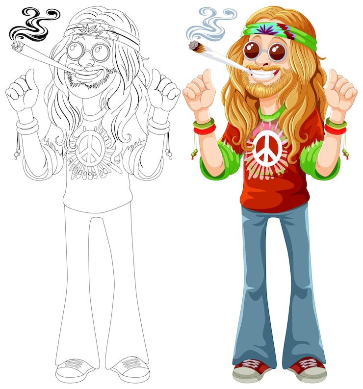 Vetor grátis ilustração de personagens hippies