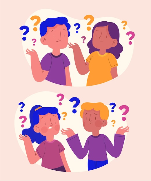 Vetor grátis ilustração de pessoas desenhadas à mão fazendo perguntas