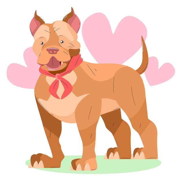 Ilustração de pitbull fofinho desenhada à mão