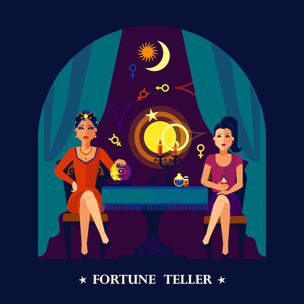 Ilustração de plana do fortune teller cristal ball