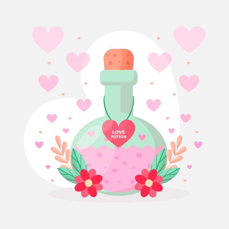 Vetor grátis ilustração de poção do amor desenhada à mão