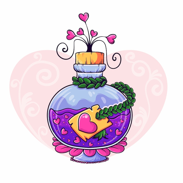 Vetor grátis ilustração de poção do amor desenhada à mão