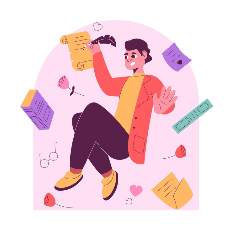 Vetor grátis ilustração de poesia de design plano desenhado à mão
